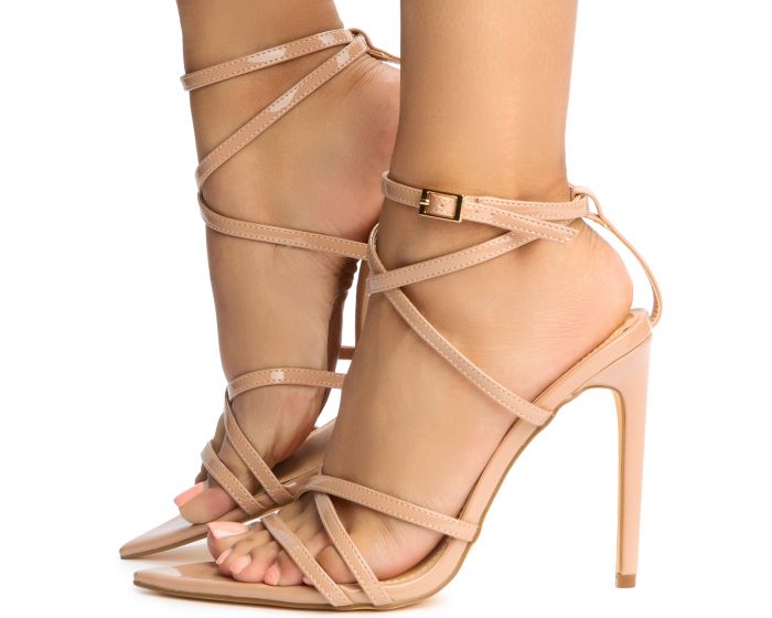 nude strappy high heels