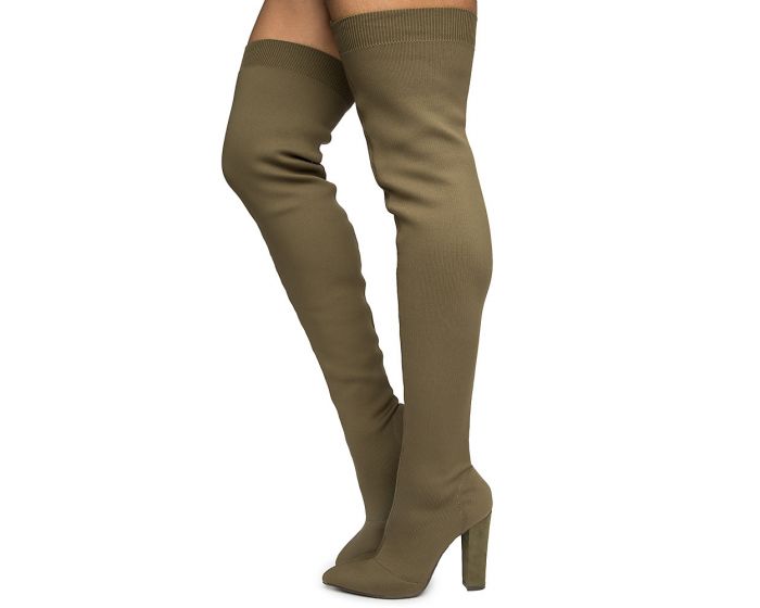 BAMBOO Madam-35M Thigh High Boots JPM MADAM-35M/OLVKNT - Shiekh