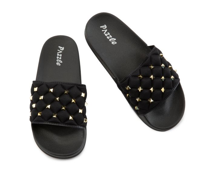 SHIEKH Keelin-09 Studded Slides KEELIN-09-SK-BLK - Shiekh