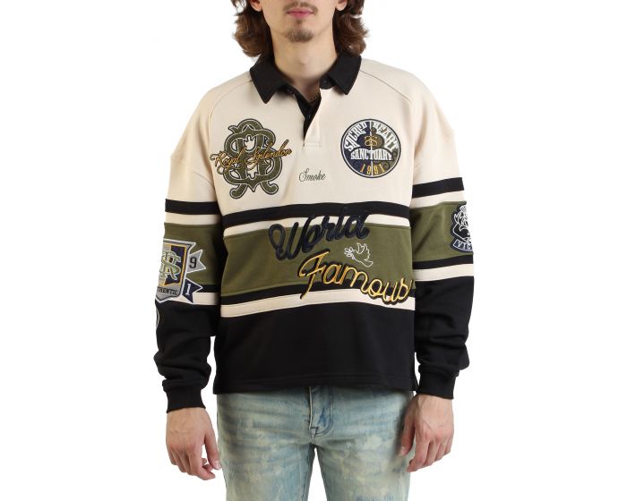 SMOKE RISE Ivy Rugby Long Sleeve T-Shirt FO25571SK-BLK - Shiekh