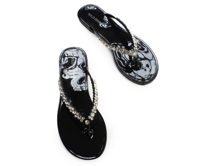 LEGEND FOOTWEAR INC Jolie-80 Rhinestone Thong Sandal JOLIE-80-BKPV
