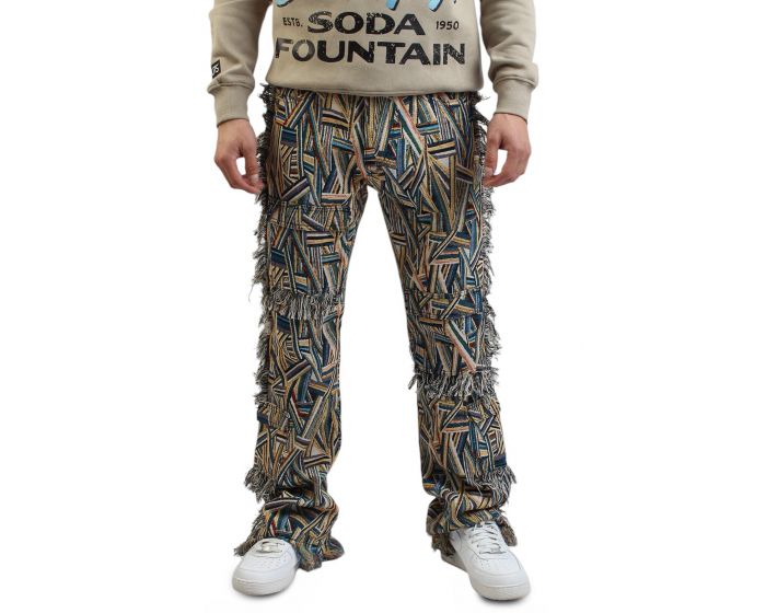 KDNK Tapestry Tassel Jeans KNB3406-BLU - Shiekh