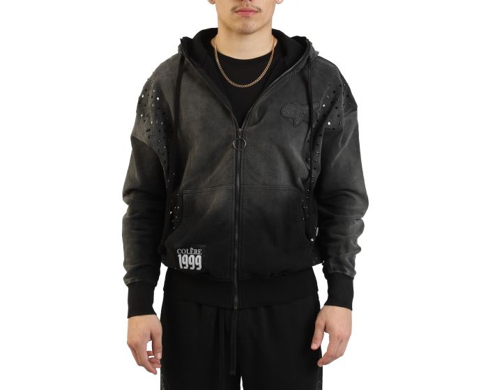 HUDSON Stones Studs Hoodie 637-BLK - Shiekh