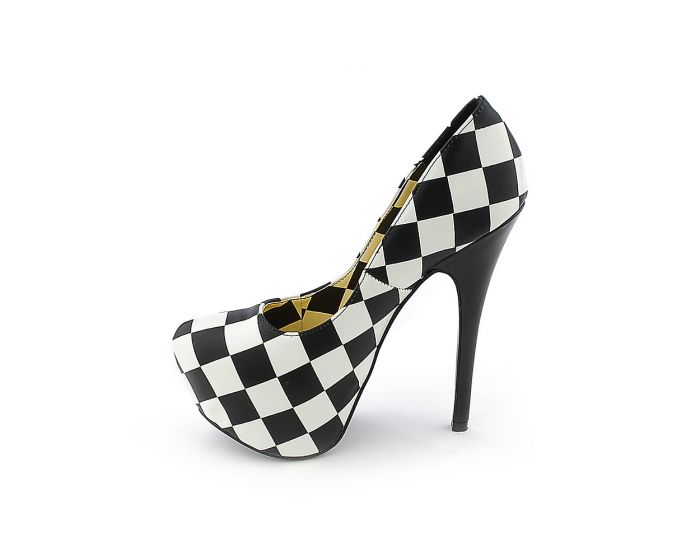 Black and white checkered clearance heels