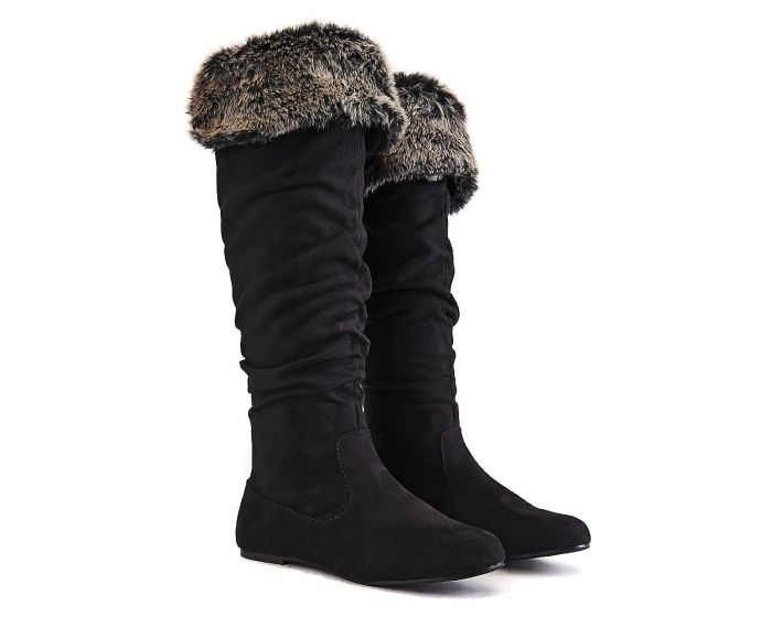 SHIEKH Women's Kalisa-110 Knee-High Fur Boot KALISA-110/BLACK - Shiekh