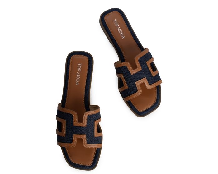 ♡rio♡ TOP GUY INT'L TRADING Rio-26 Slide Flat Sandal RIO-26-BLU - Shiekh
