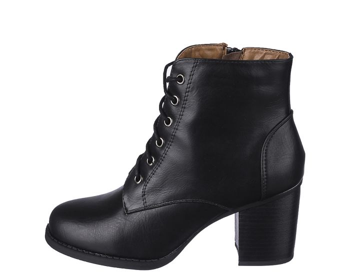 SHIEKH Women's Low Heel Lace-Up Boot Korman-S FD KORMAN-S/BLACK - Shiekh