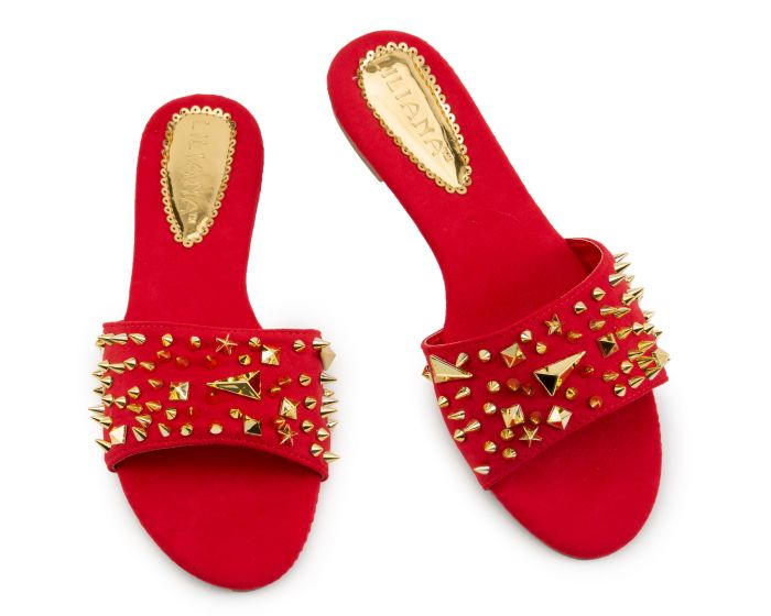 LILIANA Carnival12 Flat Studded Sandals CARNIVAL12RED Shiekh