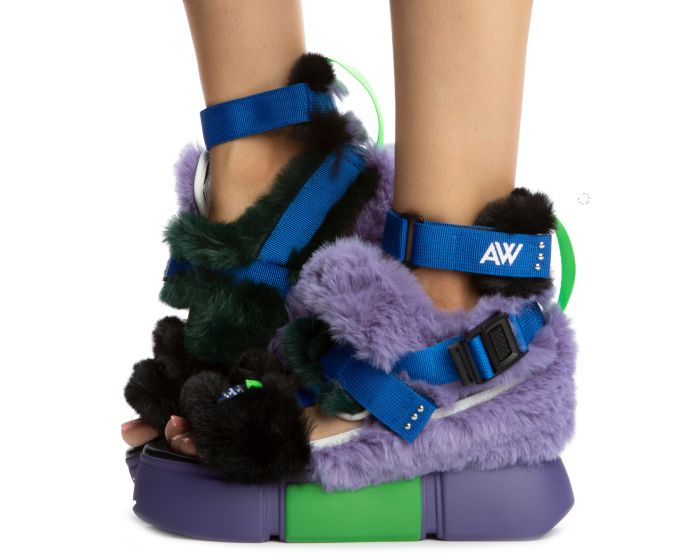 ANTHONY WANG Cranberry-14 Fur Platform Sandals CRANBERRY-14-PUR