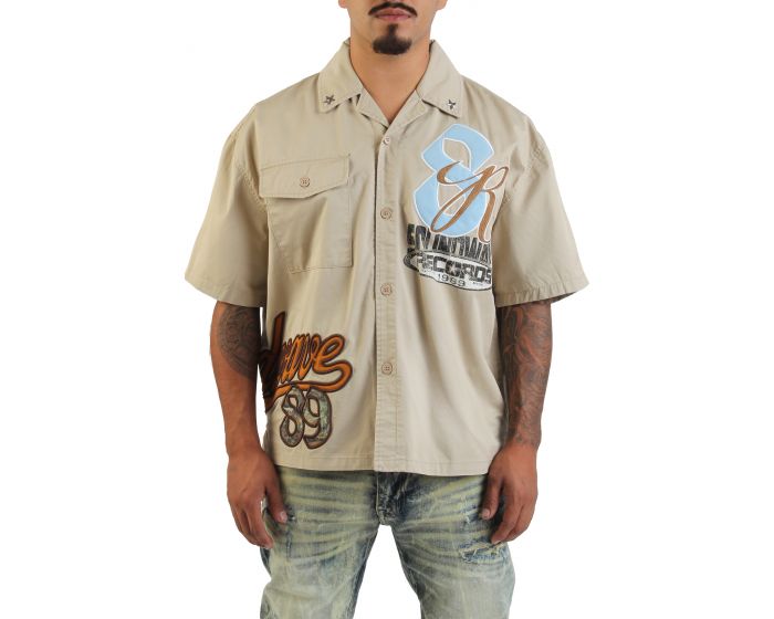 SMOKE RISE Oversized Wilds Woven Shirt WH25589SK-SAF - Shiekh