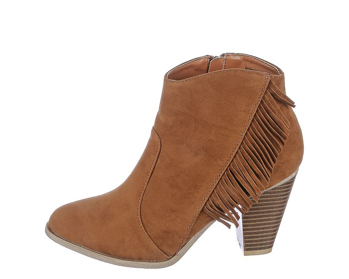 BAMBOO Women's Fringe Low Heel Boot Rebel-25 JPM REBEL-25/CHNIKS - Shiekh