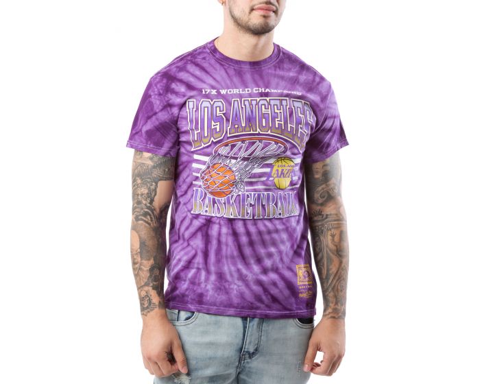 Los Angeles Lakers Mitchell & Ness 17X Tie-Dye Trophy T-Shirt - Black