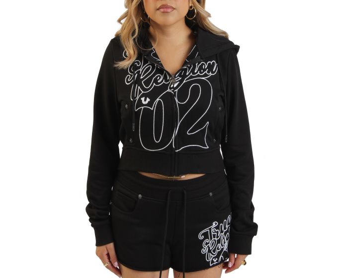 TRUE RELIGION Shrunken Rope Stitch Zip Hoodie 209165-1001 - Shiekh