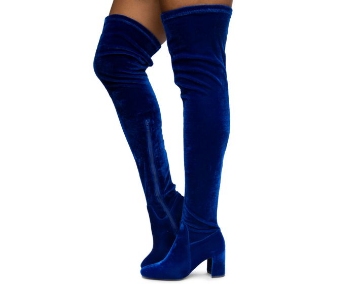 JEFFREY CAMPBELL Cienega Velvet Boots CIENEGA BLUE - Shiekh