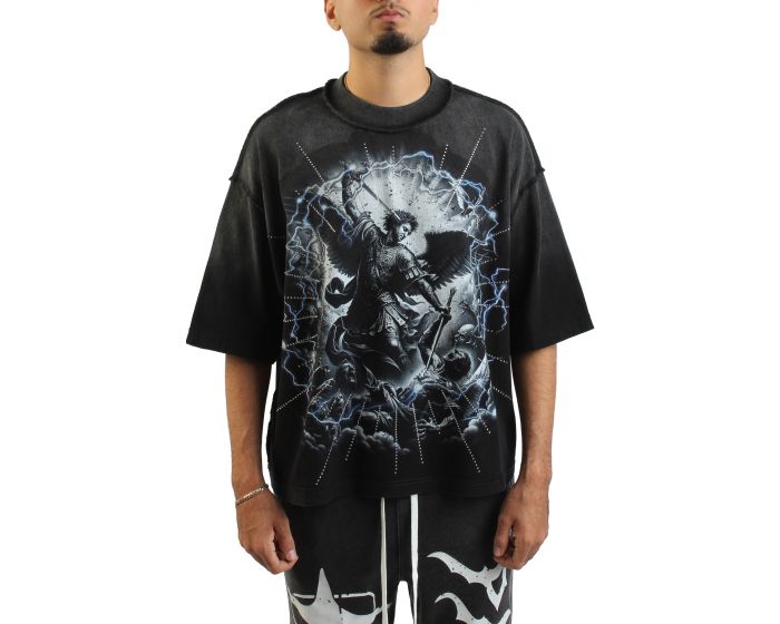 RARE PEACE Mad Angel Crop T-Shirt RT5009-BLK - Shiekh
