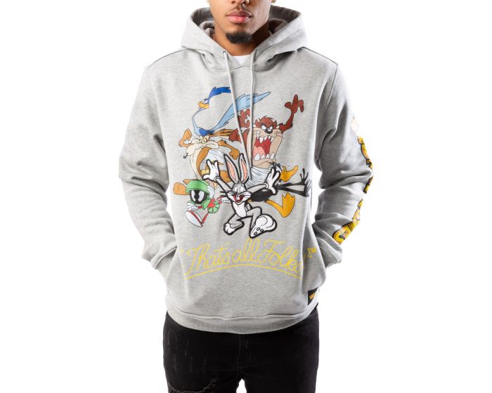 Looney Tunes Wile E. Coyote Rocket Board Men's Heather Grey Graphic Hoodie-S