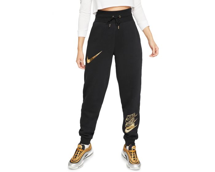 nike women's black and gold joggers