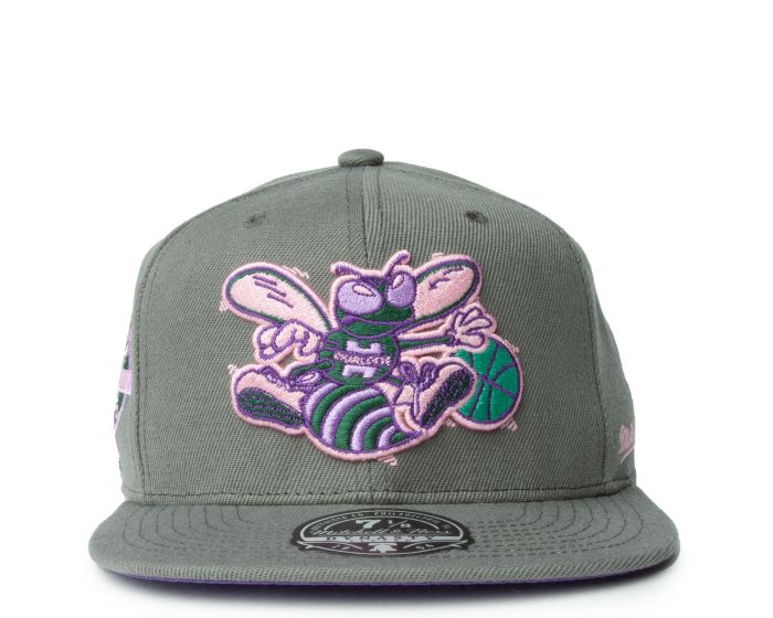 MITCHELL AND NESS Charlotte Hornets Silver Classic Snapback 6HSFSH21422 ...