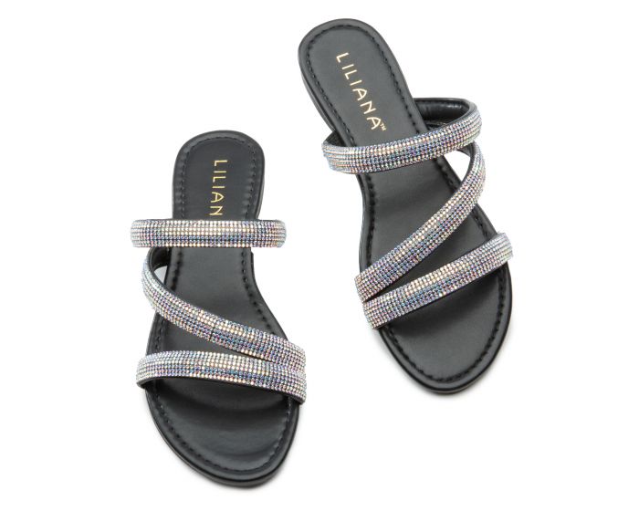 LILIANA Muse-1 Rhinestone Sandals MUSE-1-BLK - Shiekh