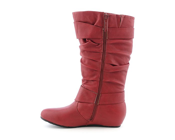 red flat womens boots