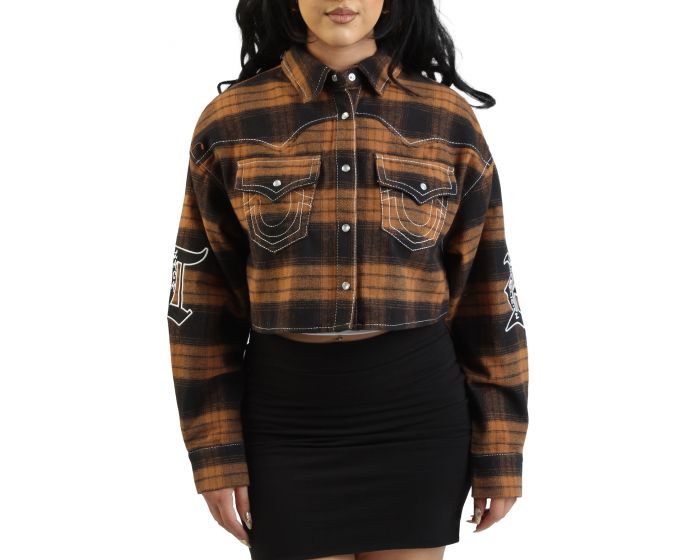 TRUE RELIGION Big T Cropped Flannel Shacket 210253C - Shiekh