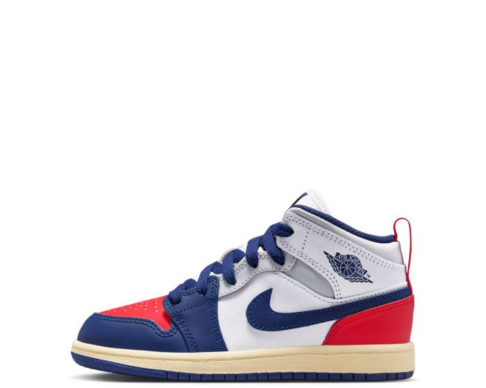 Jordan バスケットボールシューズ 青/白/赤 JORDAN Pre-School 1 Mid DQ8424 102 - Shiekh