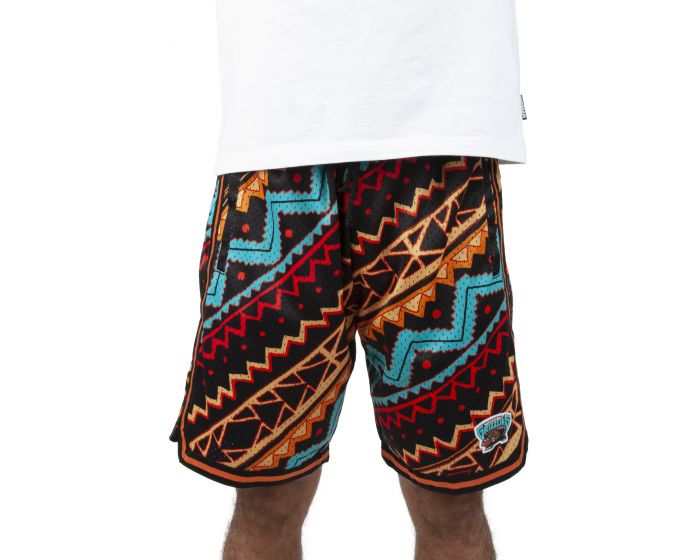 Mitchell and Ness Grizzlies Game Day Tribal Pattern Shorts Black/Multi-Color-White