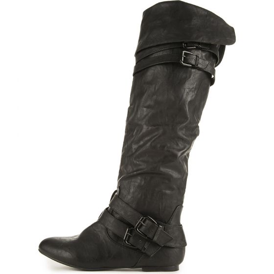 Women's Black Knee-High Pocket Boot Vickie-16 Hi | Shiekh Shoes