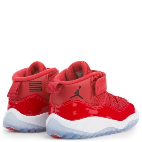 kids jordan 11 red black and white