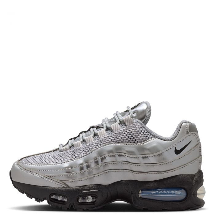 Grade-School Air Max 95 SE LTR Metallic Silver/Black-Black
