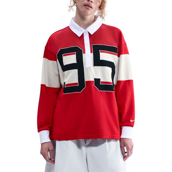 Sportswear Long-Sleeve Graphic Polo Top University Red/Lt Orewood Brn/White/Sail