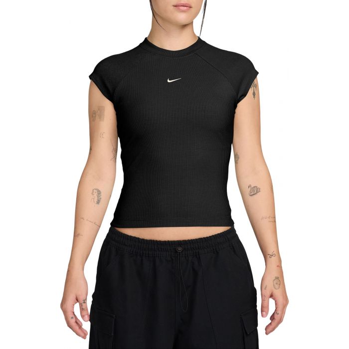  Sportswear Chill Knit Tight Short-Sleeve Ribbed Top Black/Sail