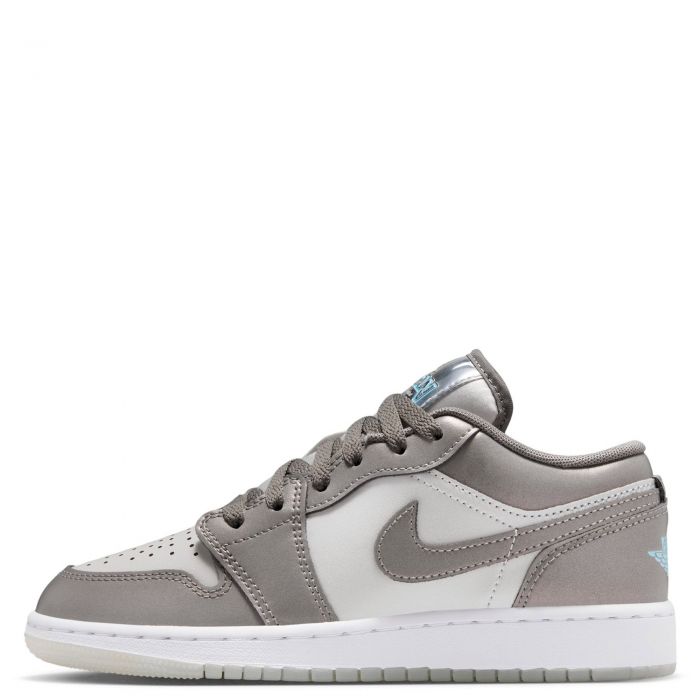 Grade-School Air Jordan 1 Low SE Flat Pewter/Blue Chill-Photon Dust-White