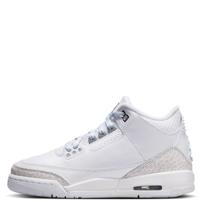 Grade-School Air Jordan 3 Retro "Pure Money White/Metallic Silver-White