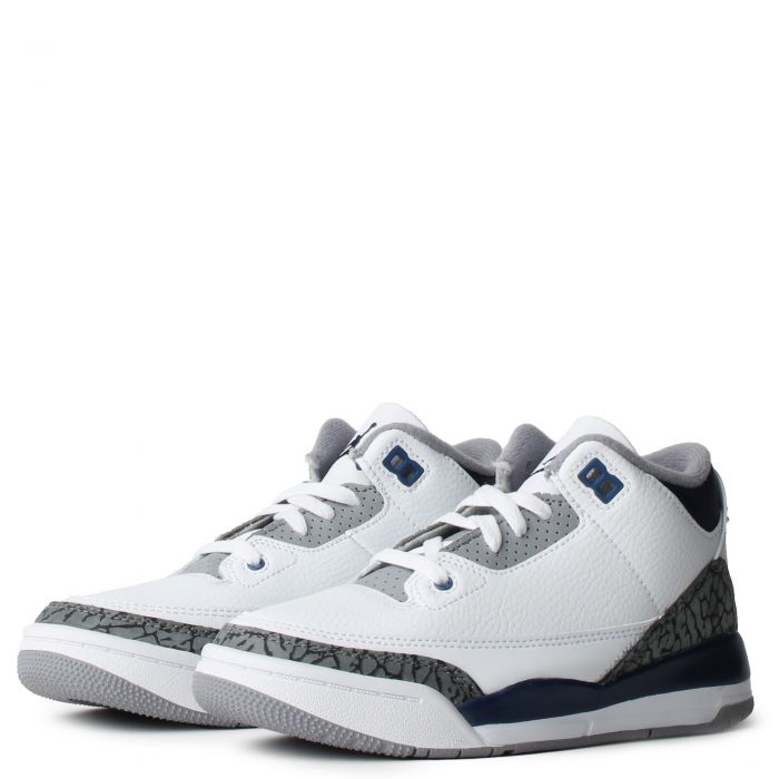 Pre-School Jordan 3 Retro  White/Midnight Navy-Cement Grey-Black