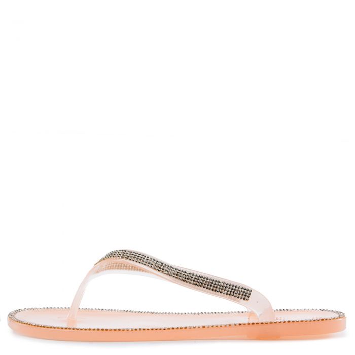Jelli-62 Rhinestone Flip Flop Sandals Blush