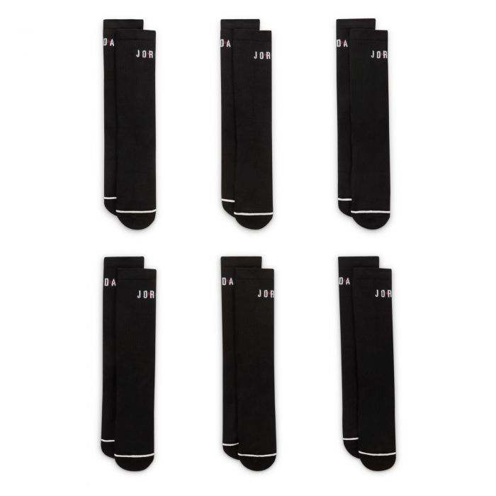 Jordan Crew Socks (6 Pairs) Black/Gym Red/White