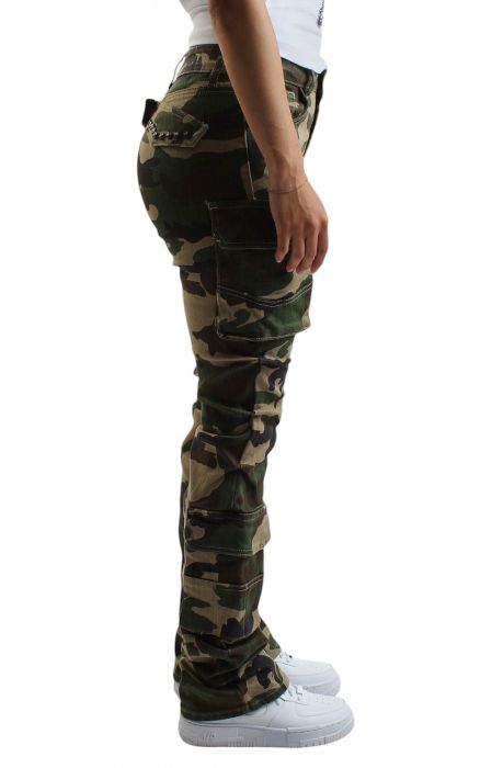 Camo Mid Rise Stacked Jeans Camo Green