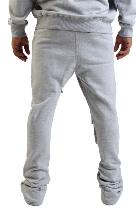 Stacked Cargo Fleece Flared Sweatpants Heather Grey