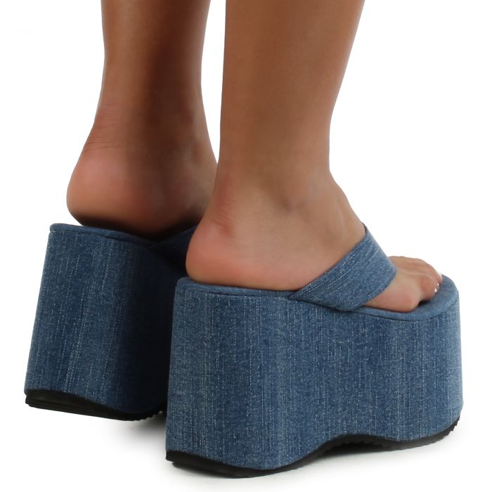 Wedge Platform Sandal  Denim