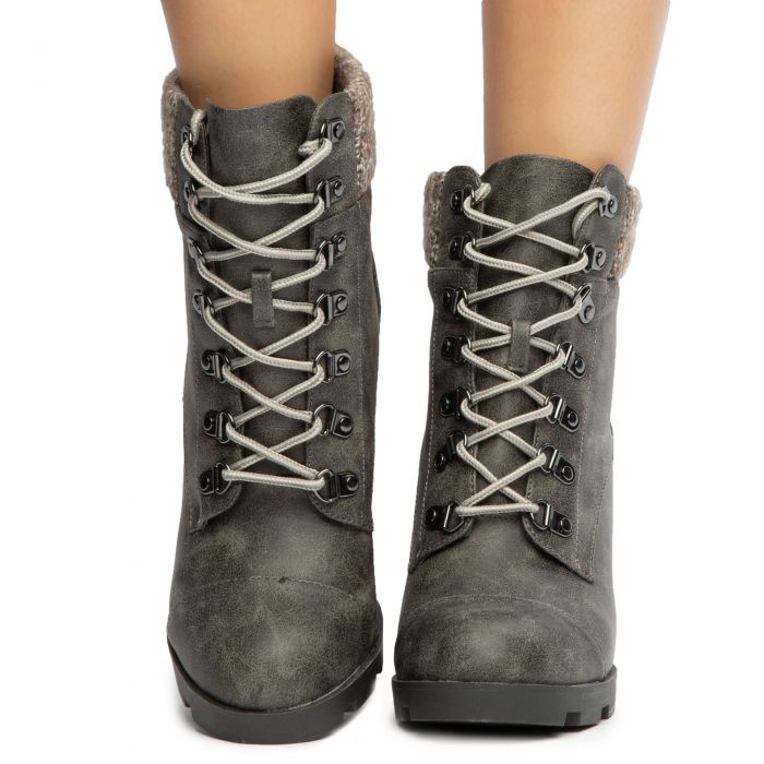 Pilate-11 Lace-Up Booties Grey
