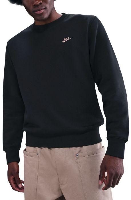 Sportswear Club  Fleece Crew-Neck Sweatshirt Black/Mosswood Brown