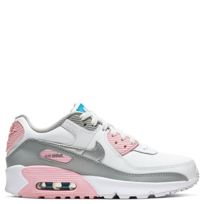 (GS) Air Max 90 LTR LT Smoke Grey/Metallic Silver-White-Pink