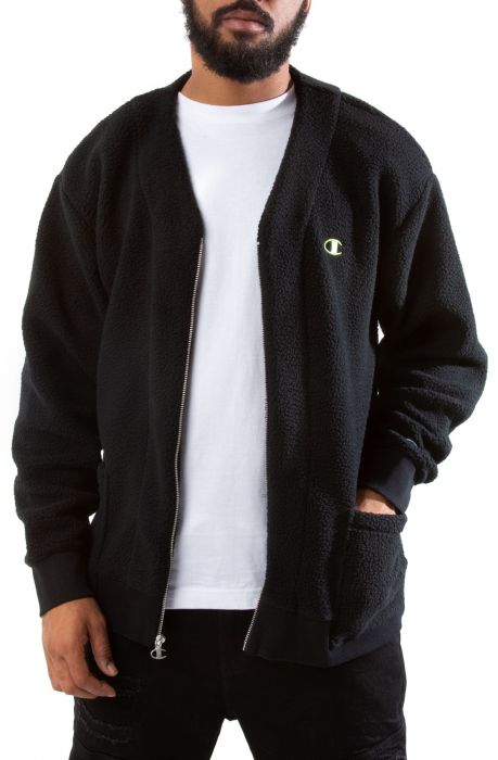Sherpa Zip Cardigan Black