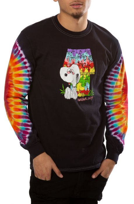 Acid Bath Long Sleeve Tie Dye Tee Black Tie Dye