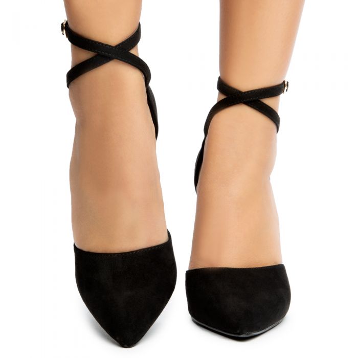 Athan-2 Pointy Toe Clear Wedges Black Suede