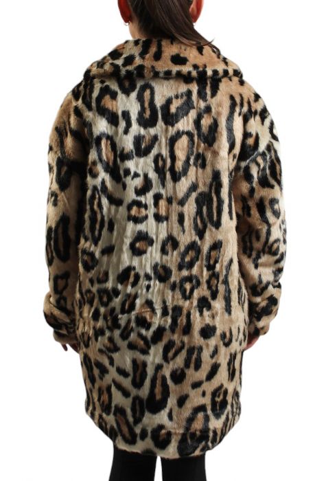 Leo-Fur Leopard Faux Fur Jacket  Brown