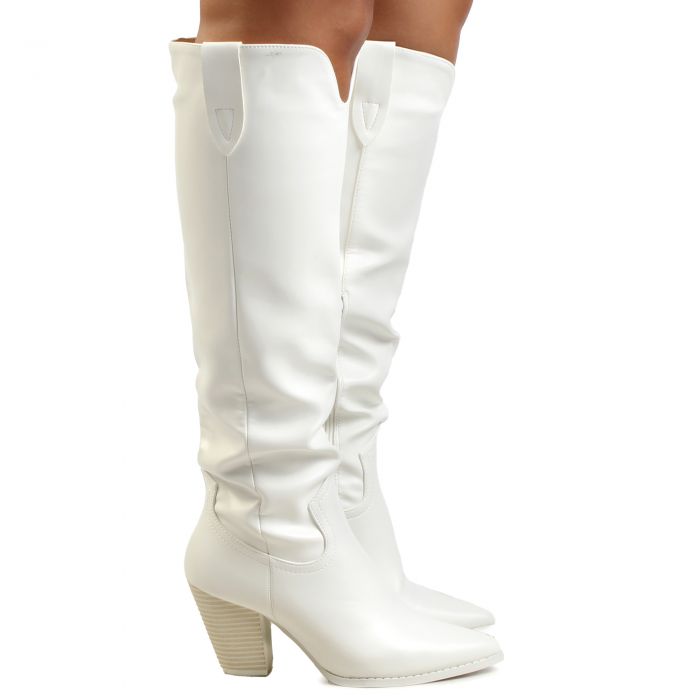 Mondee-1 Straight Cut Cowboy Boot White