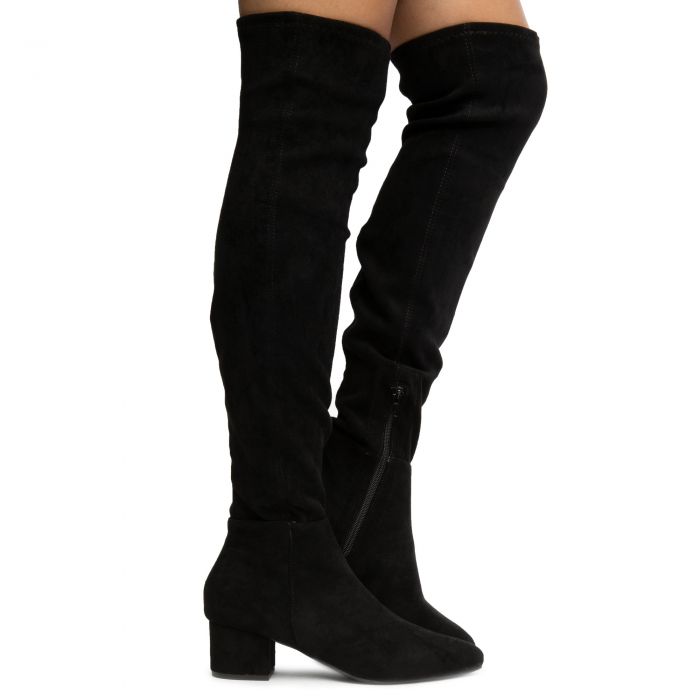 Wynter-1 Over the Knee Boots Black Suede