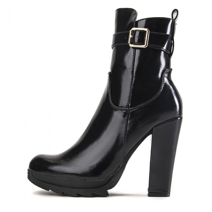 Walnut-1 High Heel Ankle Boot Black